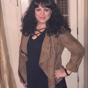 Live a Little Faux Suede Moto Distressed Jacket